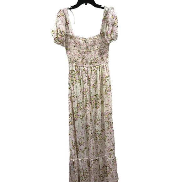 NWT City Vibe Ivory White Floral Puff Sleeve Square Neck Maxi Dress- Size Small - Picture 4 of 9